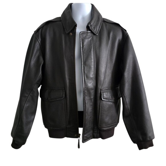 LL Bean GoatSkin Leather Bomber Mens Size Medium Brown A2 Flight Jacket - Picture 1 of 13